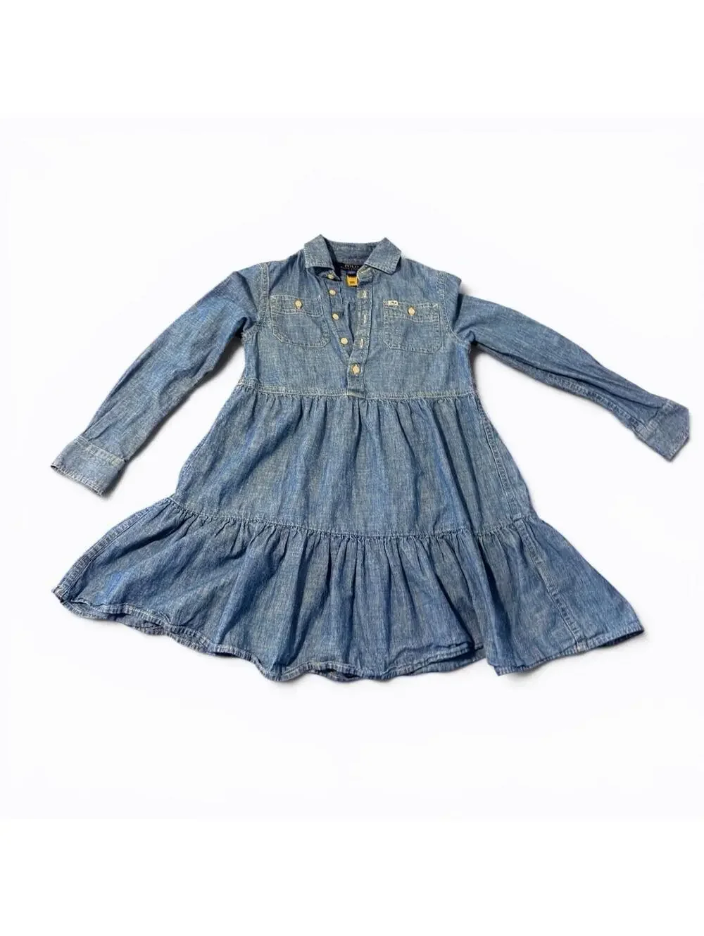 Polo Ralph Lauren Girls Tiered Denim Dress 7Y